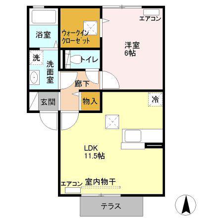 リュミエール(1LDK/1階)の間取り写真