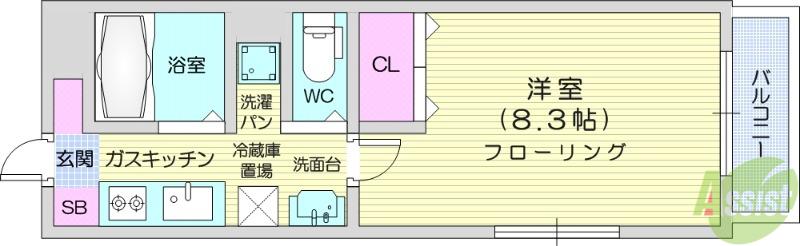 スターリット上杉(1K/4階)の間取り写真