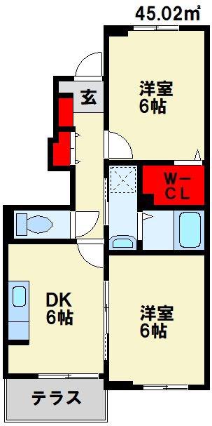 グランカンパーニュ(2DK/1階)の間取り写真