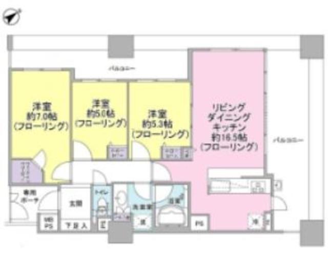 ライオンズ相模大野ステーションエアリスタ(3LDK/9階)の間取り写真