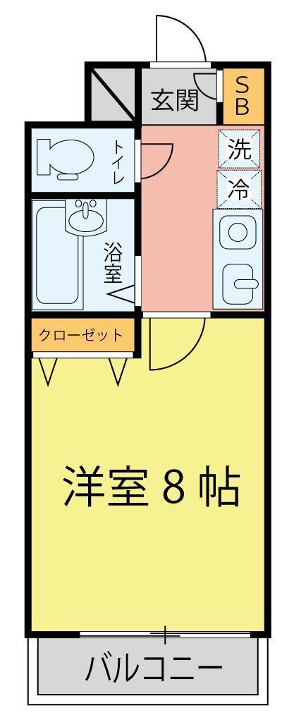 HIKOハイツ(1K/5階)の間取り写真