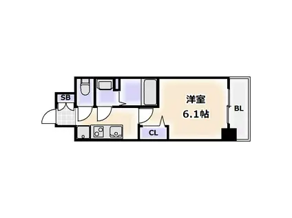 スプランディッド天王寺DUE(1K/8階)の間取り写真