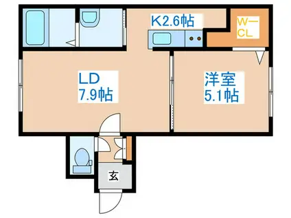 グランメール 24-C(1LDK/2階)の間取り写真