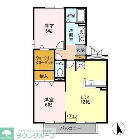 サニーフラットA(2LDK/3階)の間取り写真