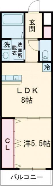 ノイヴェル新堂(1LDK/1階)の間取り写真
