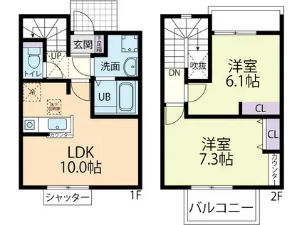 8/15大田原市若松町テラスハウス A(2LDK/1階)の間取り写真