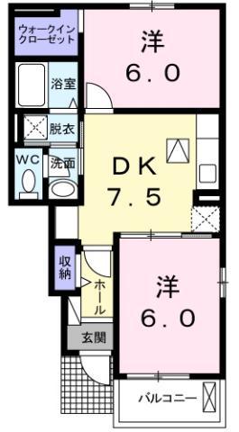 クリステルA(2DK/1階)の間取り写真