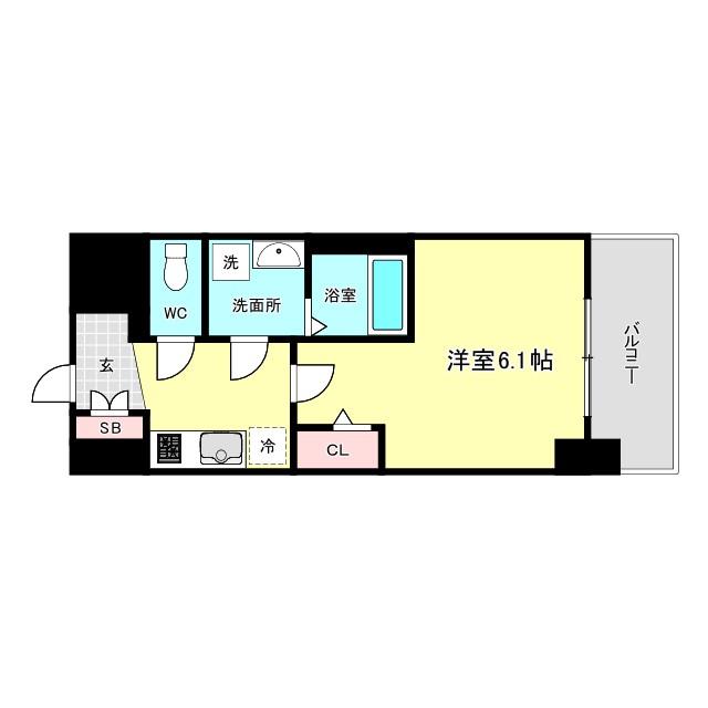エスリード難波AGREA(1K/9階)の間取り写真
