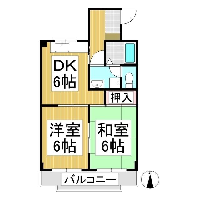 ハイツ山岸(2DK/2階)の間取り写真