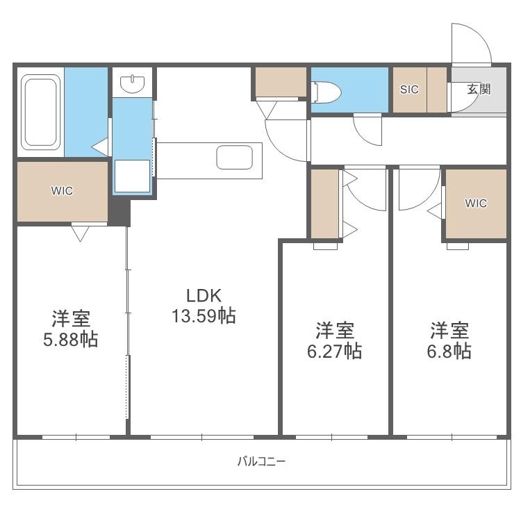 GEレジデンスFUKUZUMI(3LDK/4階)の間取り写真