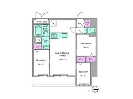 ドゥーエ日暮里III(3LDK/2階)の間取り写真