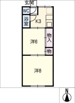南舘レジデンス(2K/1階)の間取り写真