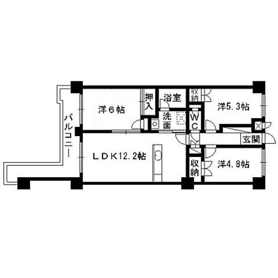 ドリームハイツ北仙台(3LDK/4階)の間取り写真