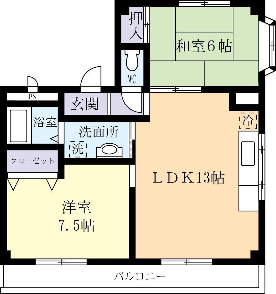 メゾンドHEISEI A(2LDK/3階)の間取り写真