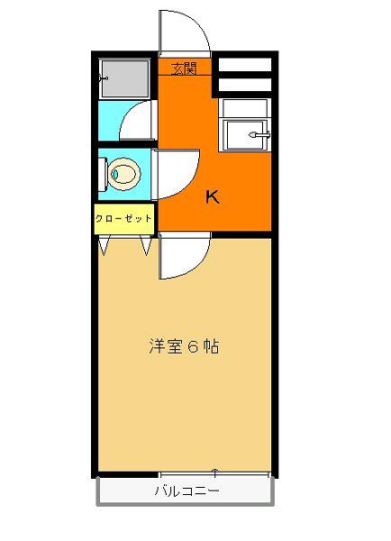 ツインコーポ谷津B(1K/1階)の間取り写真