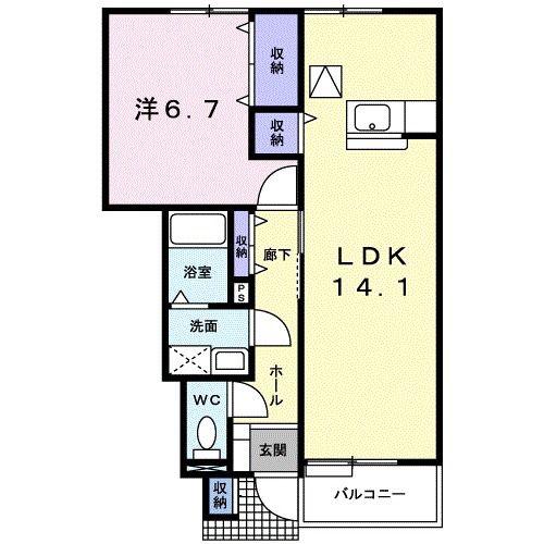 パルテール(1LDK/1階)の間取り写真