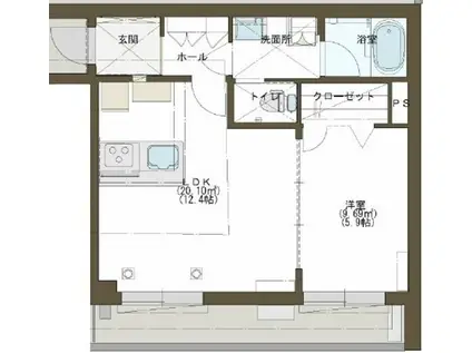 CENTRAL243(1LDK/3階)の間取り写真