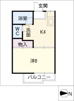 フラットレット藤(1K/2階)の間取り写真