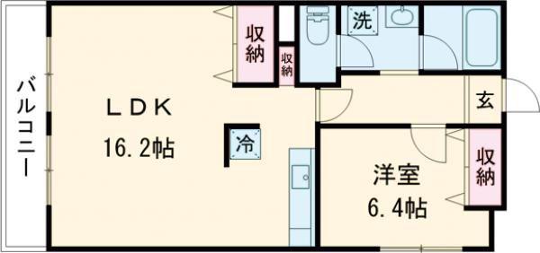 コーポマルベリ北新田(1LDK/3階)の間取り写真