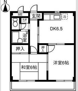 レジデンスえぎな(2DK/2階)の間取り写真