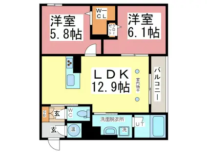 ベレオFK(2LDK/3階)の間取り写真