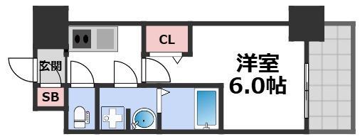 エスリード大阪イーストエッジ(1K/11階)の間取り写真