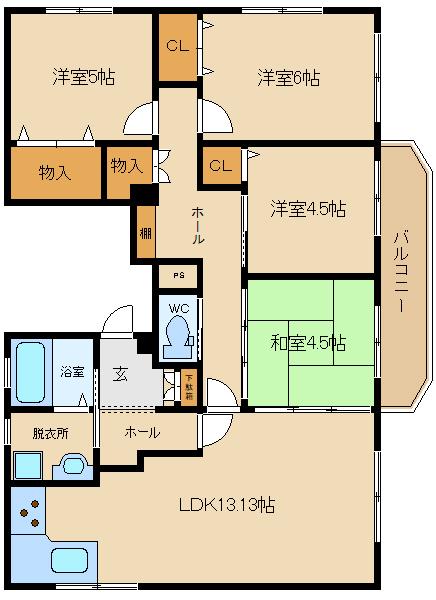 OKAあけぼのハイツ(4LDK/3階)の間取り写真