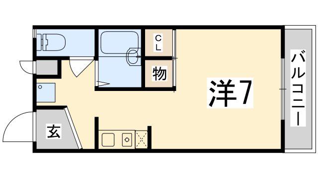 リバーハイツ(ワンルーム/4階)の間取り写真