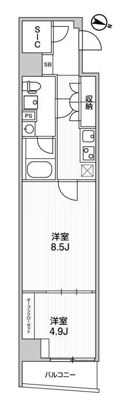 WEAVE BASE -ITABASHI HONCHO(2K/3階)の間取り写真