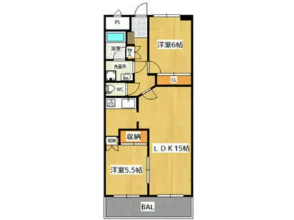 ROSE CORE COURT(2LDK/4階)の間取り写真