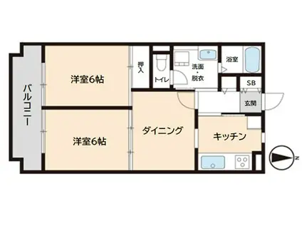 コスモ戸田アーバンハイム(2DK/2階)の間取り写真