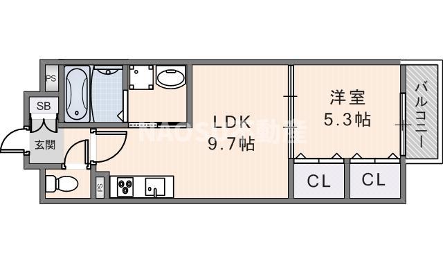 クリエオーレ角田(1LDK/2階)の間取り写真