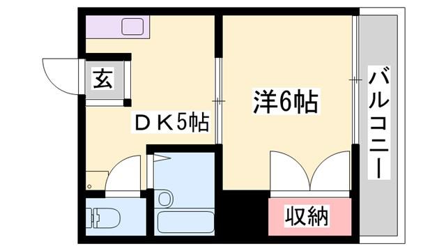 ヒューマンハイツII(1DK/2階)の間取り写真