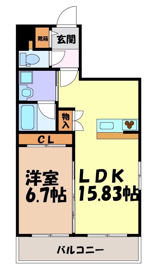 GRAN DUKE千種RUBINO(1LDK/4階)の間取り写真