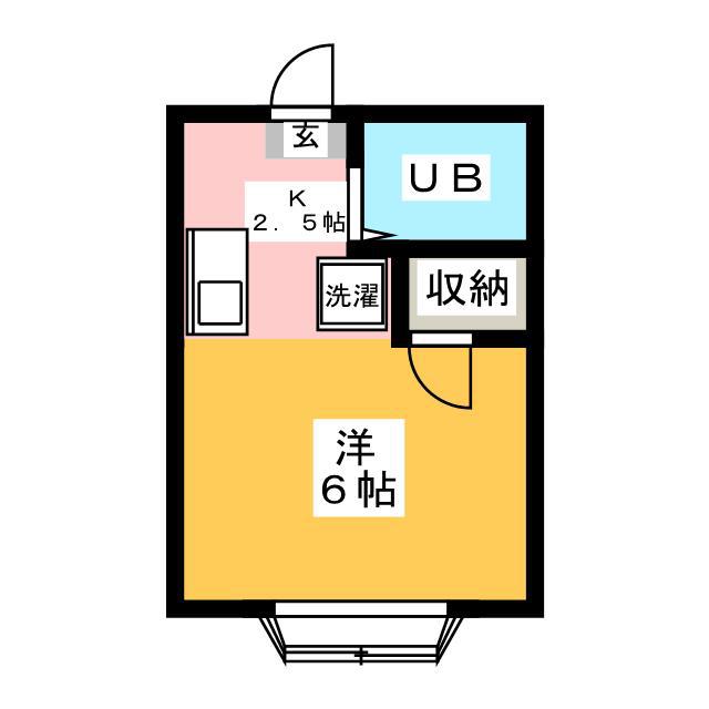 ドミール(1K/1階)の間取り写真