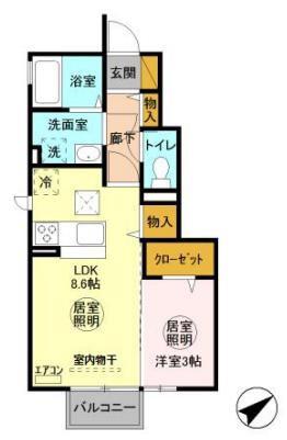 ソフィア A(1LDK/1階)の間取り写真