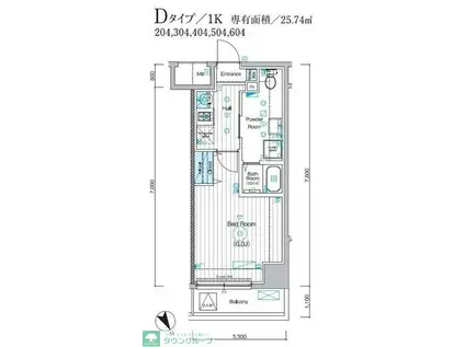 MAXIV ALIVE堀切菖蒲園(1K/2階)の間取り写真