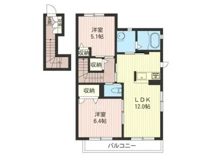 カルプマレメゾン(2LDK/2階)の間取り写真