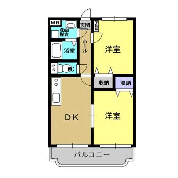 HILLS城山(2DK/2階)の間取り写真