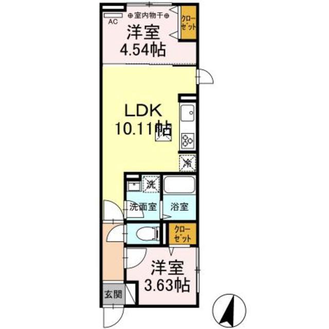 ルリアン綾瀬II(2LDK/1階)の間取り写真