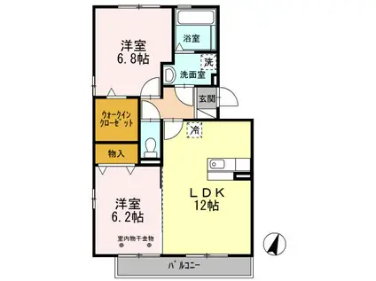 メゾンプレーヌ天竜川(2LDK/3階)の間取り写真