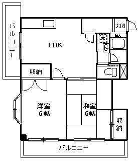 矢島ハイツ(2LDK/3階)の間取り写真
