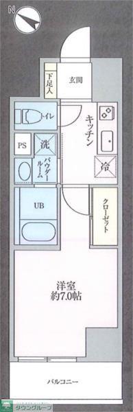 ＪＲ総武線 新小岩駅 徒歩7分 10階建 築5年(1K/7階)の間取り写真