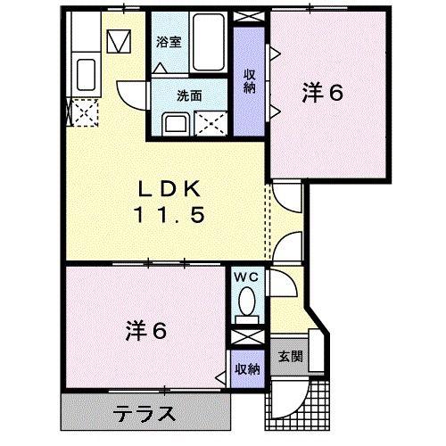 ヴィラノーバA(2LDK/1階)の間取り写真