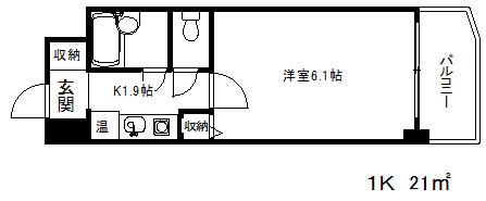 パルメーラ山手(1K/7階)の間取り写真