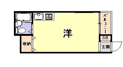 キューブ武庫川Ⅰ(ワンルーム/3階)の間取り写真
