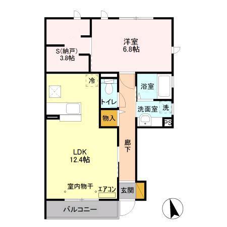 シエルツリー II(1LDK/1階)の間取り写真