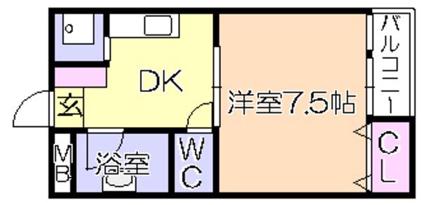 石村ビル(1DK/4階)の間取り写真