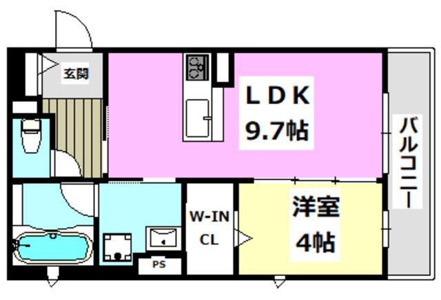 さくらBRILLANTE(1LDK/2階)の間取り写真