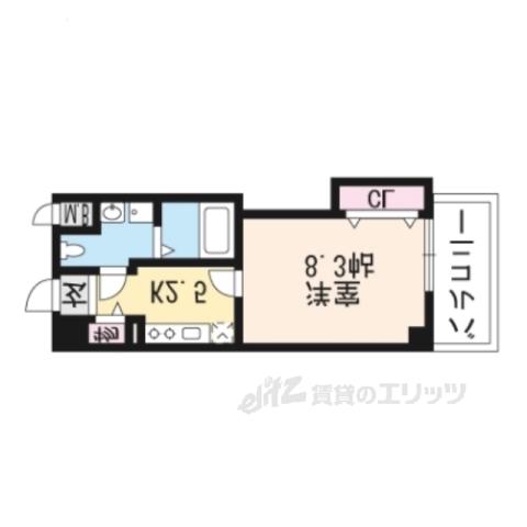 フレグランスヴィレッジ京田辺Ⅱ(1K/3階)の間取り写真